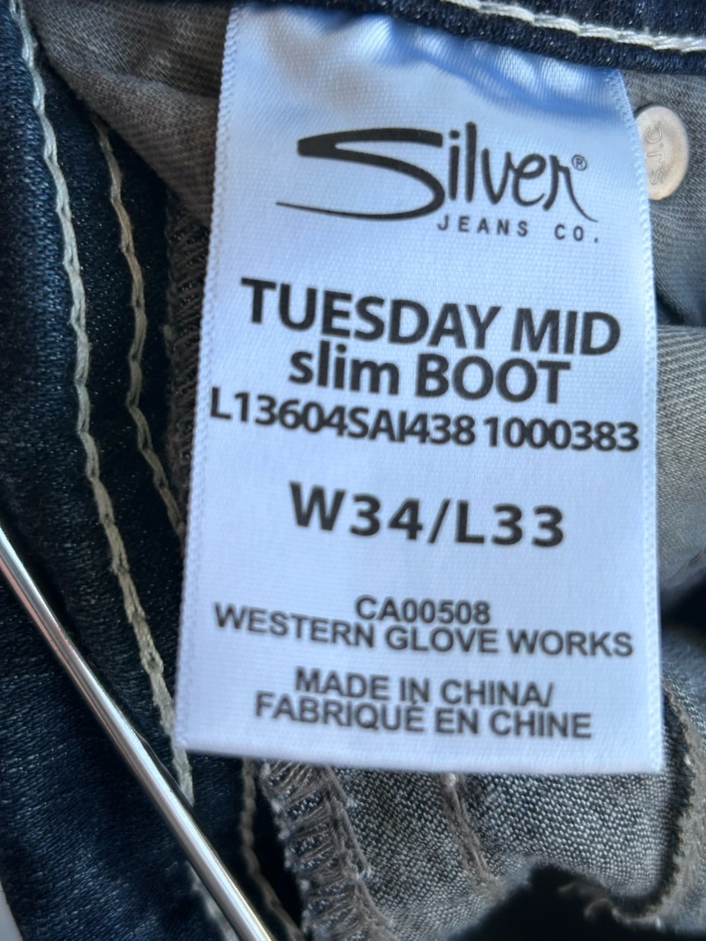 Silver Jeans Dark Blue Tuesday slim boot 34/33 - Picture 3 of 5